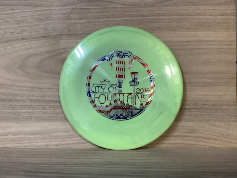 Dynamic Discs Justice Tourney stamp 2016 Swirly Bio Fuzion Midrange Green 175g 8/10